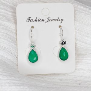 green teardrop earrings