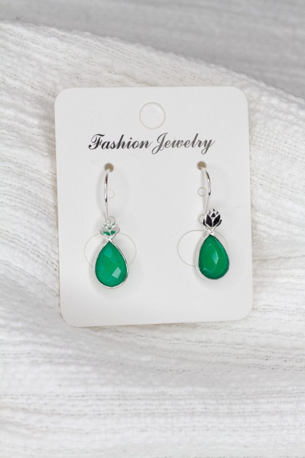 green teardrop earrings